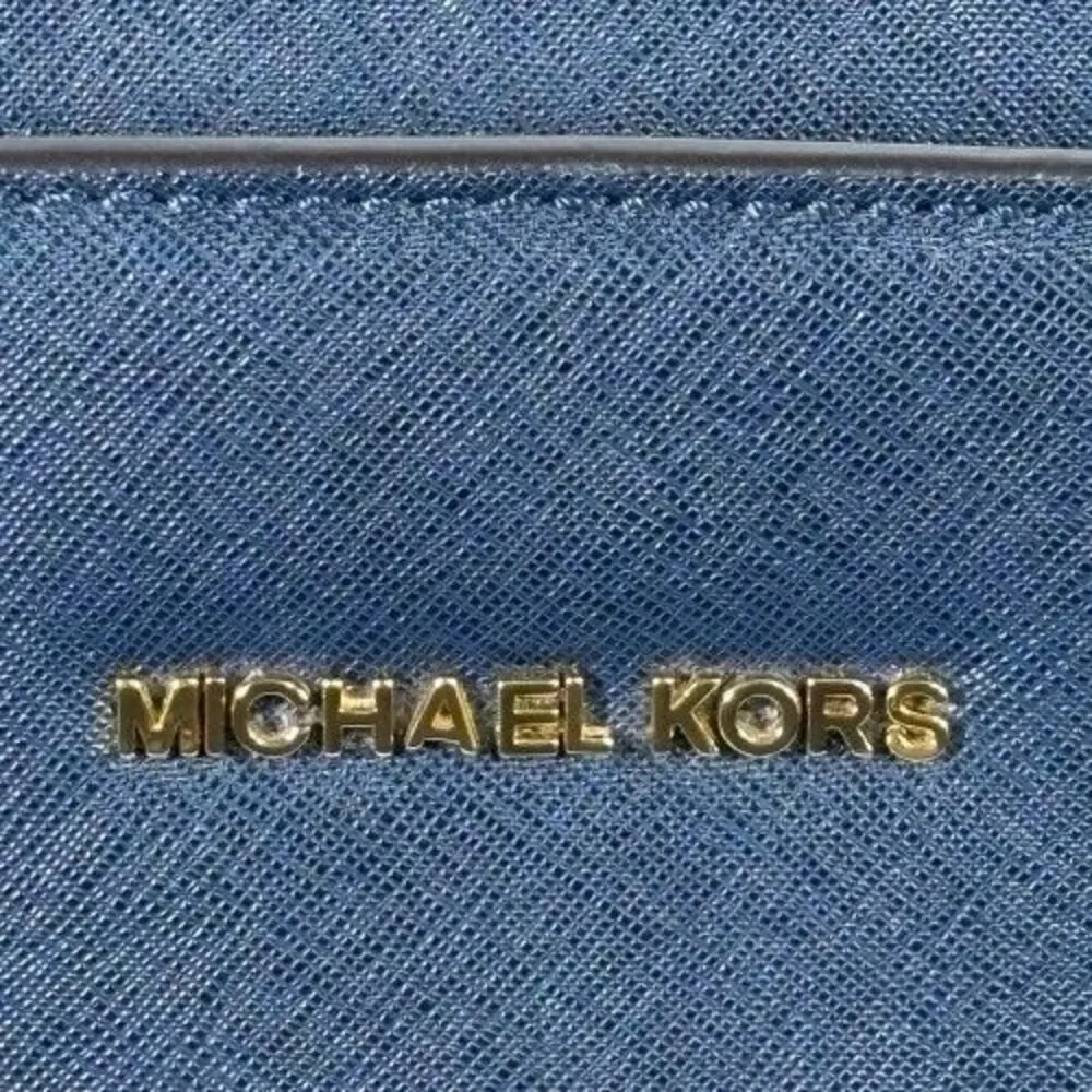 Michael Kors Selma Saffiano Leather Satchel Shoulder Bag Tricolor Navy White Tan